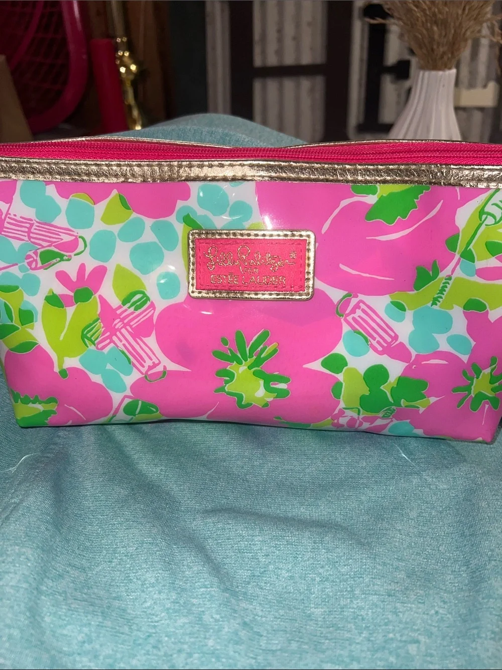 Lilly Pulitzer for Estée Lauder Pink Floral Cosmetic Bag,